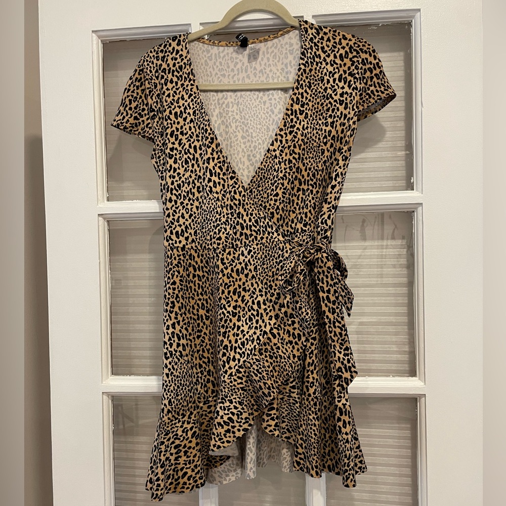 H&M-leopard side tie mini dress